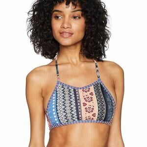 MinkPink Lily Boy Floral Boho Multicolor Pattern Tie Neck Tassle Bikini Top 1 PC